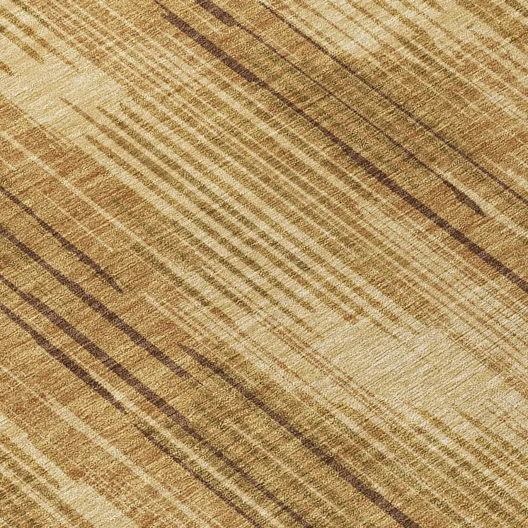 8' Copper And Brown Round Striped Washable Indoor Outdoor Area Rug