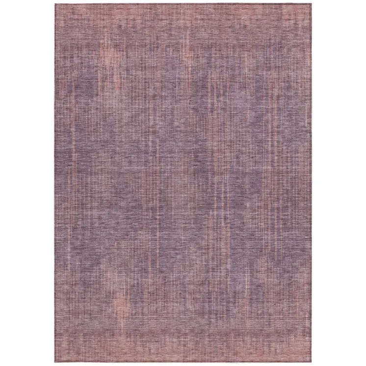 5' X 8' Mauve And Dark Purple Striped Washable Indoor Outdoor Area Rug