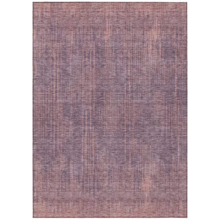 5' X 8' Mauve And Dark Purple Striped Washable Indoor Outdoor Area Rug