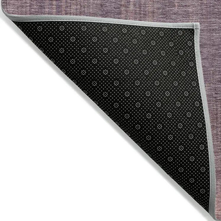 5' X 8' Mauve And Dark Purple Striped Washable Indoor Outdoor Area Rug