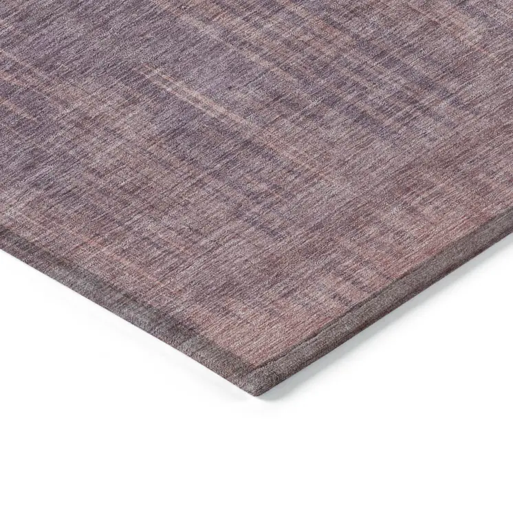 10' X 14' Mauve And Dark Purple Striped Washable Indoor Outdoor Area Rug