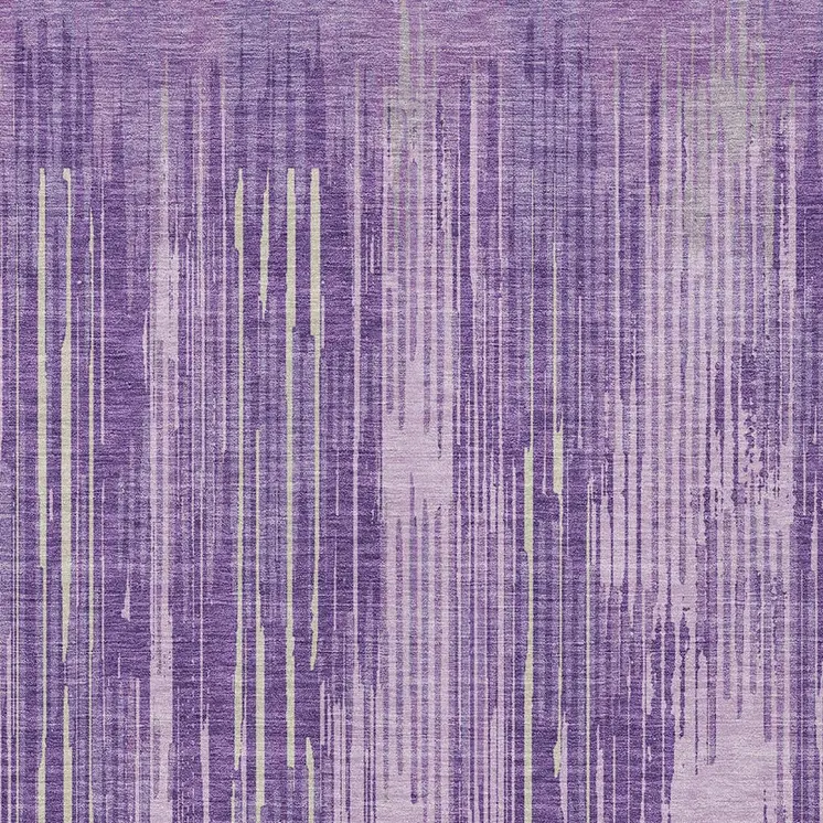 8' X 10' Purple And Ivory Striped Washable Indoor Outdoor Area Rug