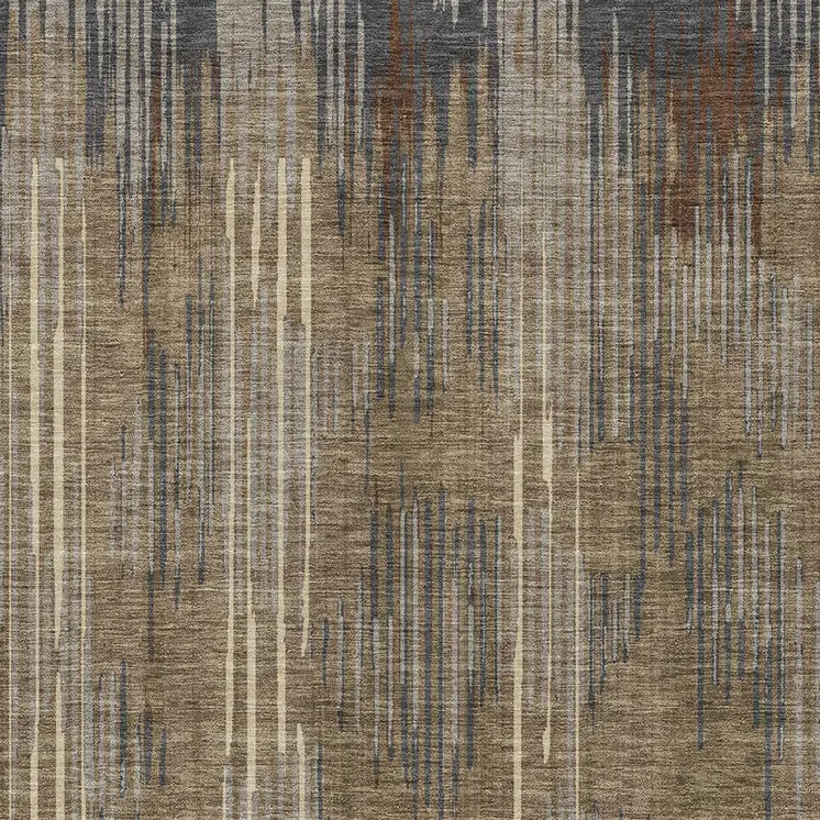 5' X 8' Taupe Gray And Ivory Striped Washable Indoor Outdoor Area Rug