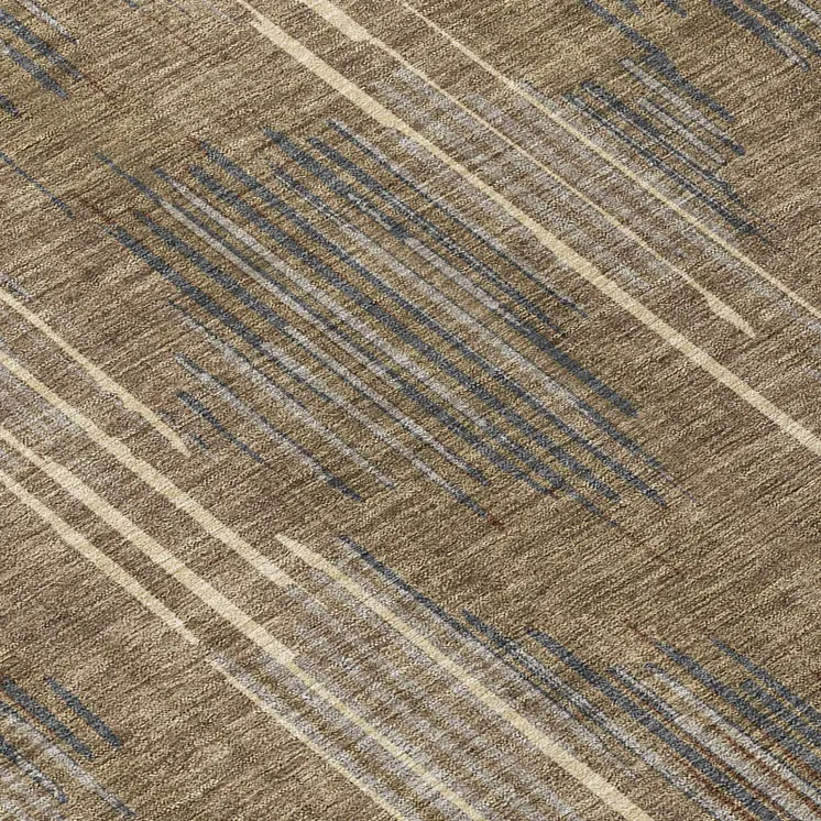 5' X 8' Taupe Gray And Ivory Striped Washable Indoor Outdoor Area Rug