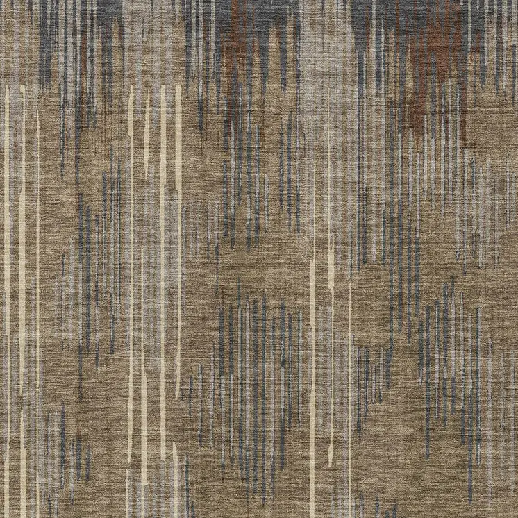 9' X 12' Taupe Gray And Ivory Striped Washable Indoor Outdoor Area Rug