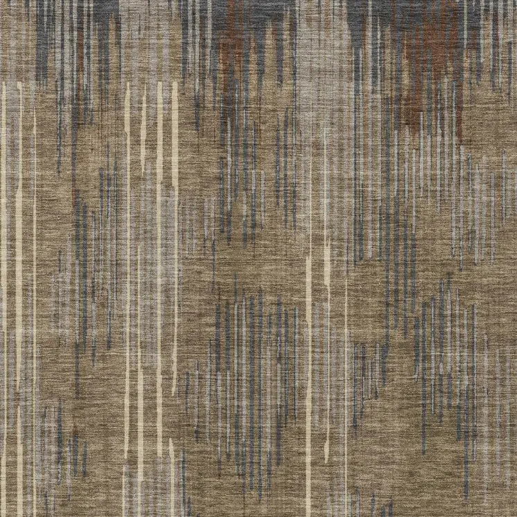 10' X 14' Taupe Gray And Ivory Striped Washable Indoor Outdoor Area Rug