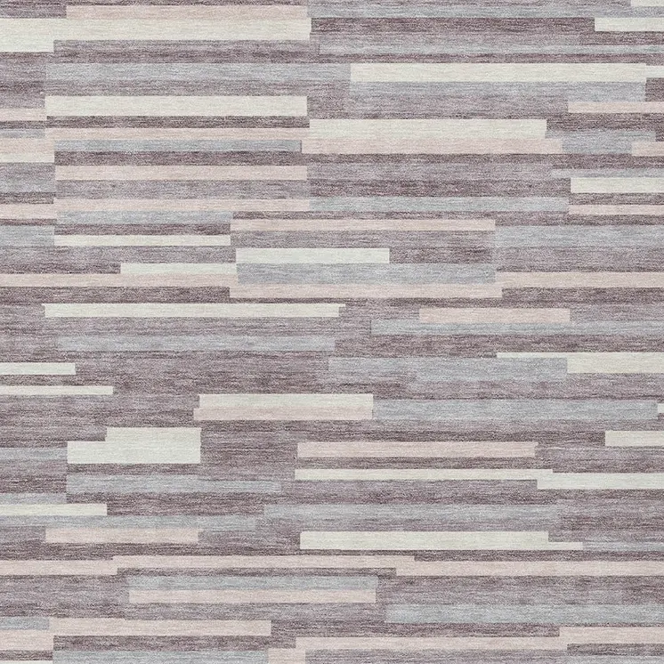 3' X 5' Lavender Gray And Ivory Striped Washable Indoor Outdoor Area Rug