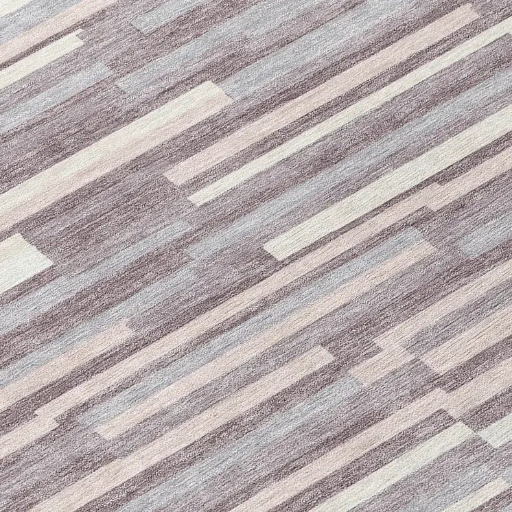 8' Lavender Gray And Ivory Round Striped Washable Indoor Outdoor Area Rug