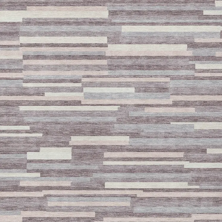 10' X 14' Lavender Gray And Ivory Striped Washable Indoor Outdoor Area Rug