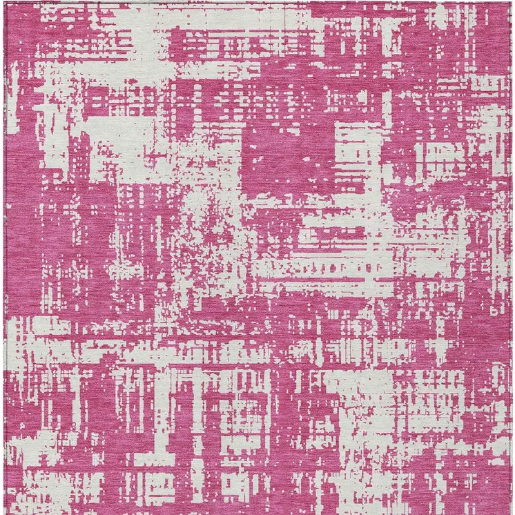 5' X 8' Blush And Ivory Abstract Washable Indoor Outdoor Area Rug