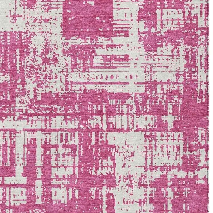 10' X 14' Blush And Ivory Abstract Washable Indoor Outdoor Area Rug