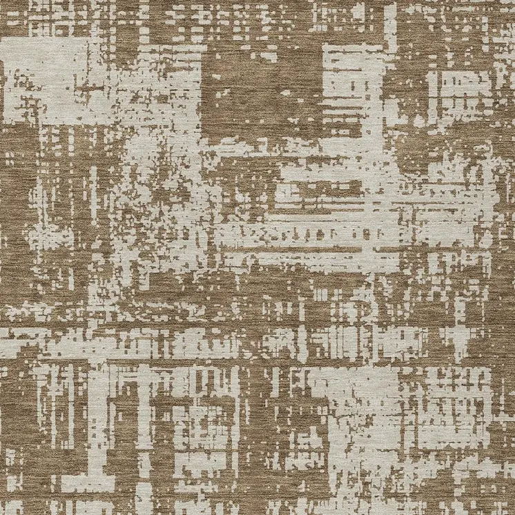 8' X 10' Brown And Beige Abstract Washable Indoor Outdoor Area Rug