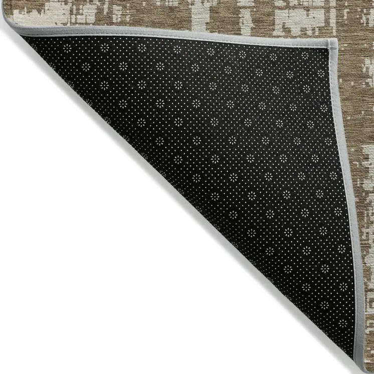 10' X 14' Brown And Beige Abstract Washable Indoor Outdoor Area Rug