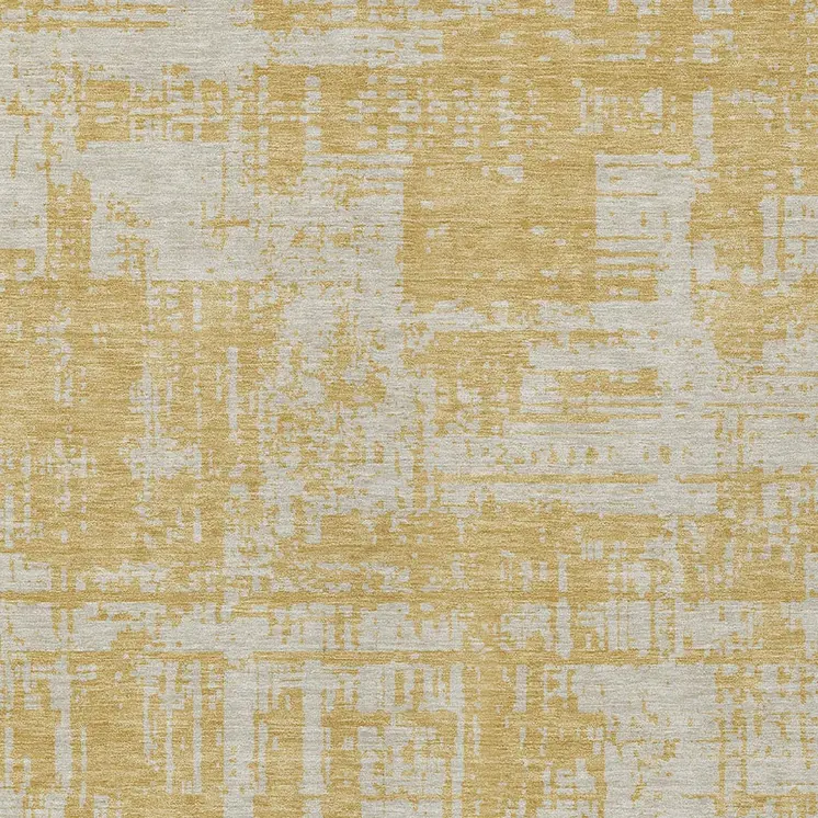 5' X 8' Gold And Gray Abstract Washable Indoor Outdoor Area Rug