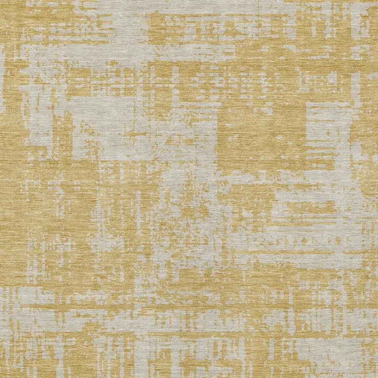 9' X 12' Gold And Gray Abstract Washable Indoor Outdoor Area Rug