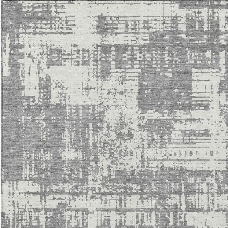 8' X 10' Gray And Ivory Abstract Washable Indoor Outdoor Area Rug