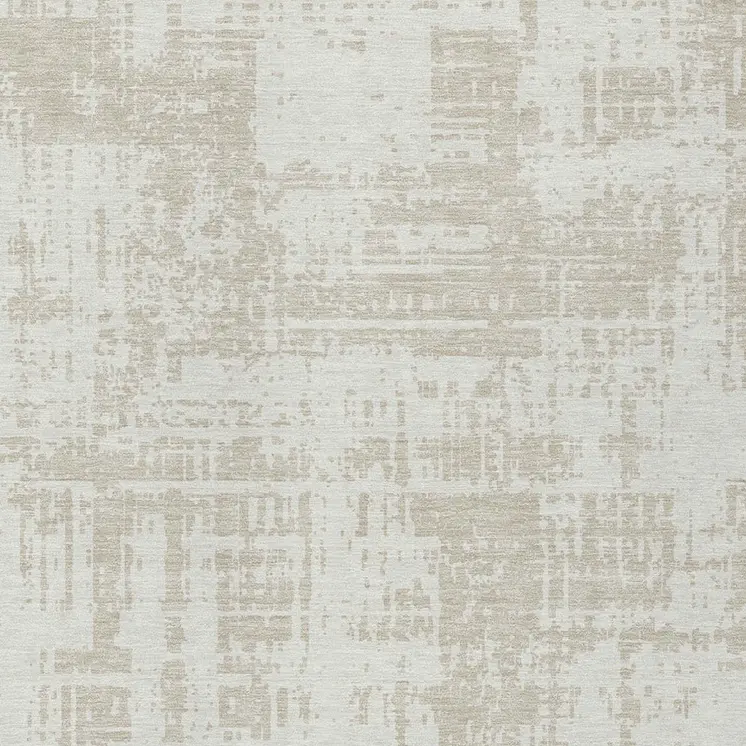 3' X 5' Ivory And Beige Abstract Washable Indoor Outdoor Area Rug