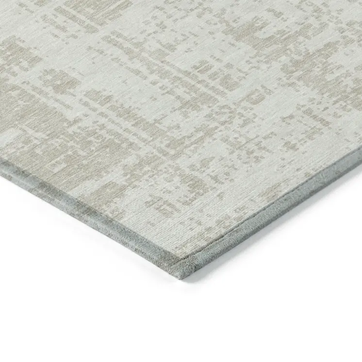 10' X 14' Ivory And Beige Abstract Washable Indoor Outdoor Area Rug