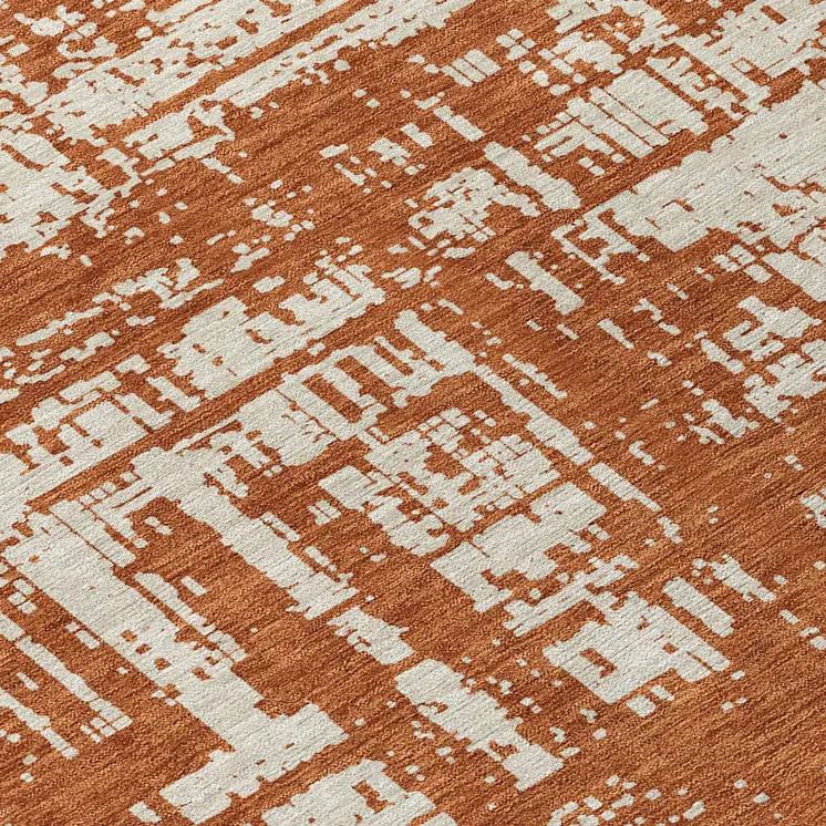8' Brown And Ivory Round Abstract Washable Indoor Outdoor Area Rug