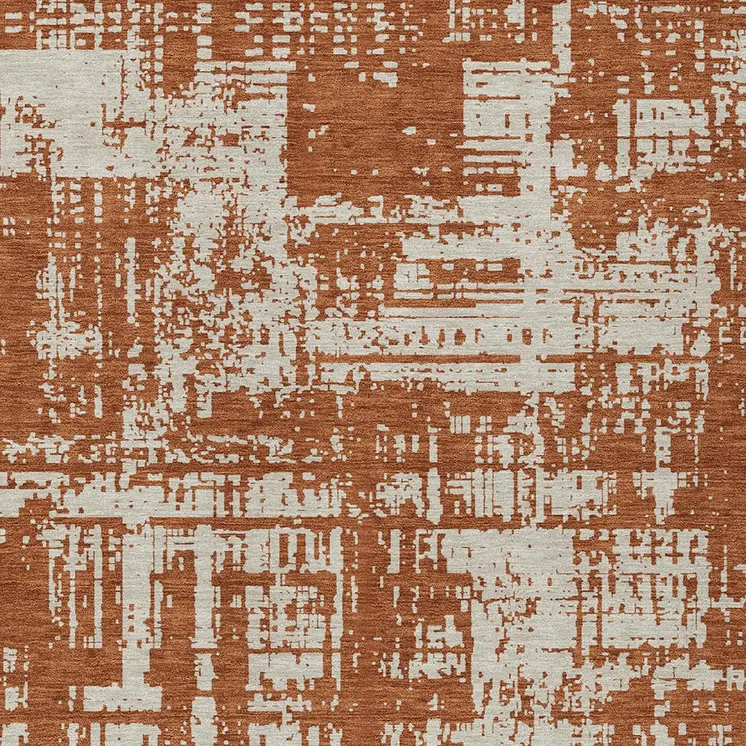 8' X 10' Brown And Ivory Abstract Washable Indoor Outdoor Area Rug