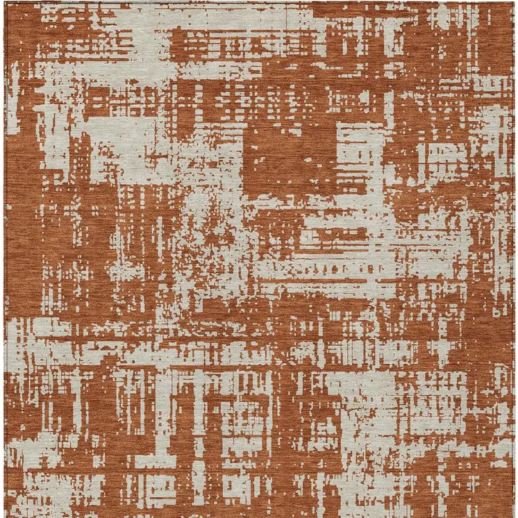 10' X 14' Brown And Ivory Abstract Washable Indoor Outdoor Area Rug