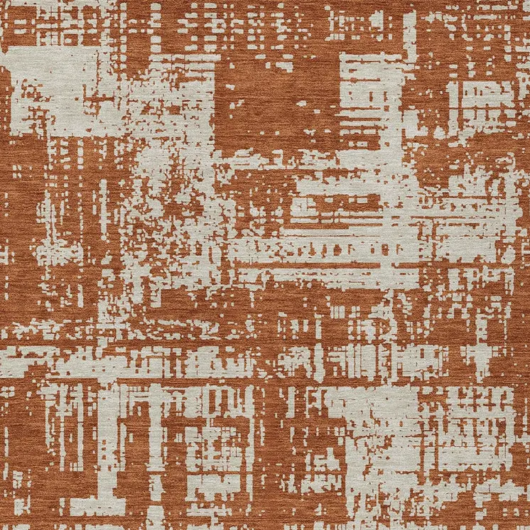 10' X 14' Brown And Ivory Abstract Washable Indoor Outdoor Area Rug