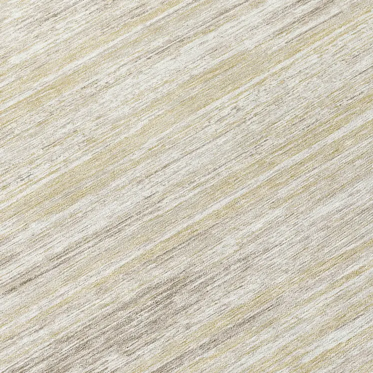 8' Beige Brown And Ivory Round Striped Washable Indoor Outdoor Area Rug