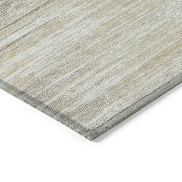 9' X 12' Beige Brown And Ivory Striped Washable Indoor Outdoor Area Rug
