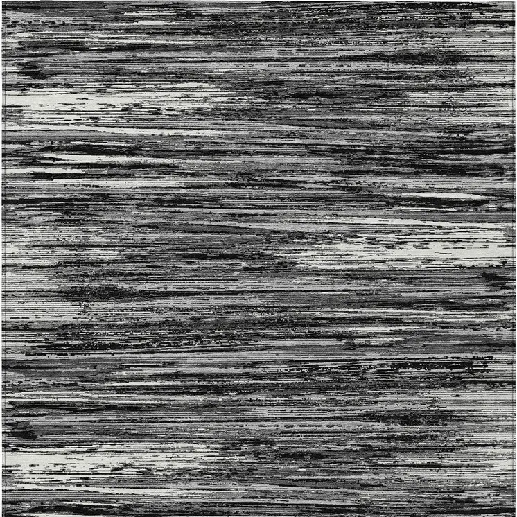 3' X 5' Black And Ivory Striped Washable Indoor Outdoor Area Rug
