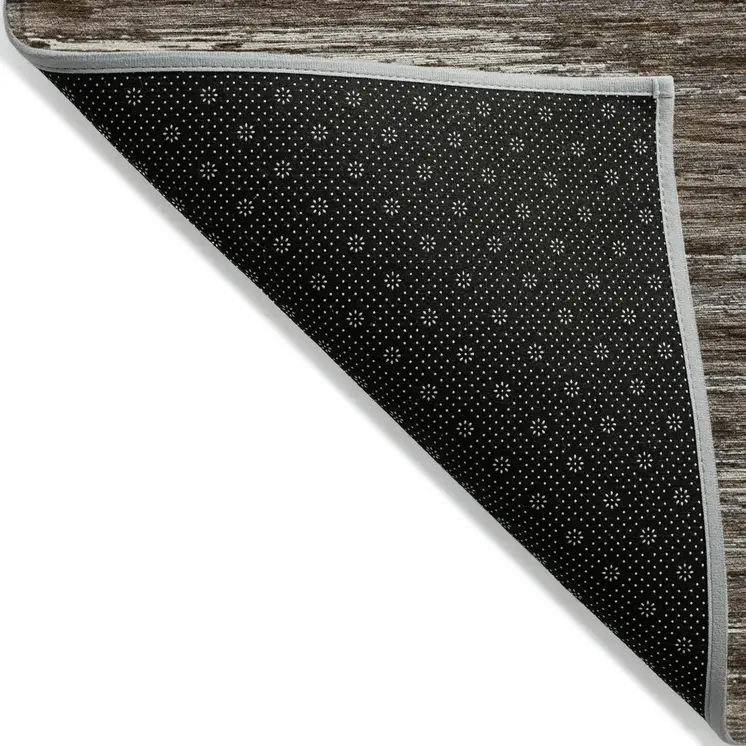 10' X 14' Brown And Ivory Striped Washable Indoor Outdoor Area Rug
