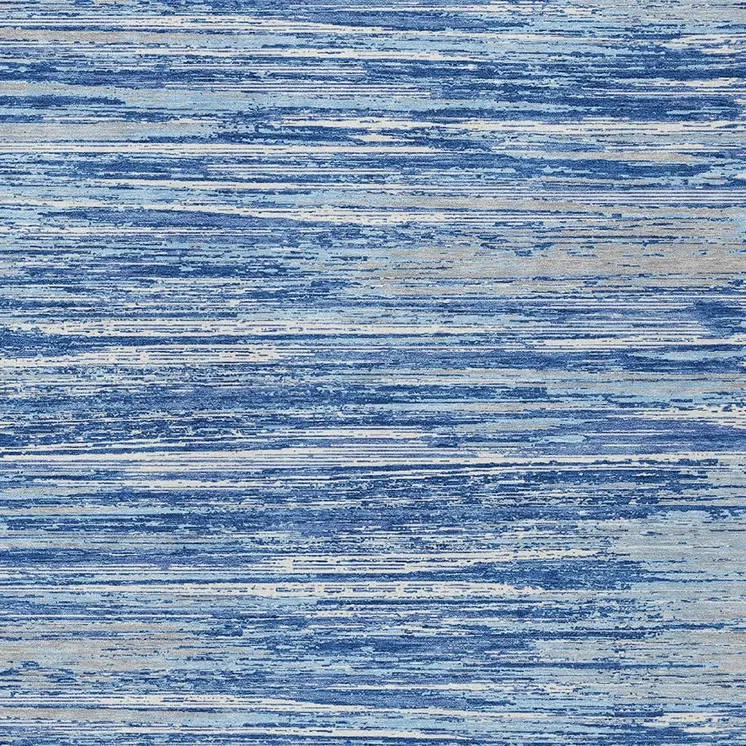 3' X 5' Blue Gray And Ivory Striped Washable Indoor Outdoor Area Rug