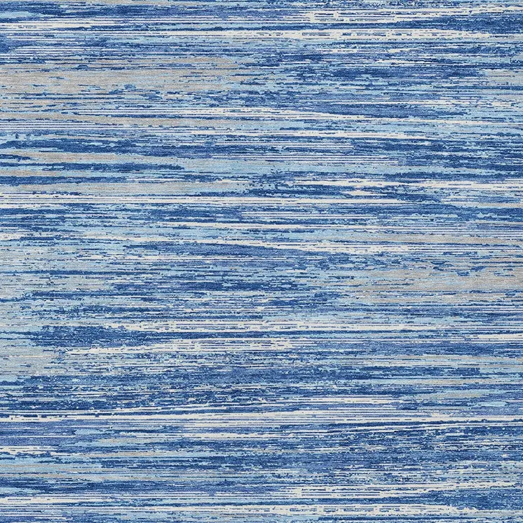 8' X 10' Blue Gray And Ivory Striped Washable Indoor Outdoor Area Rug