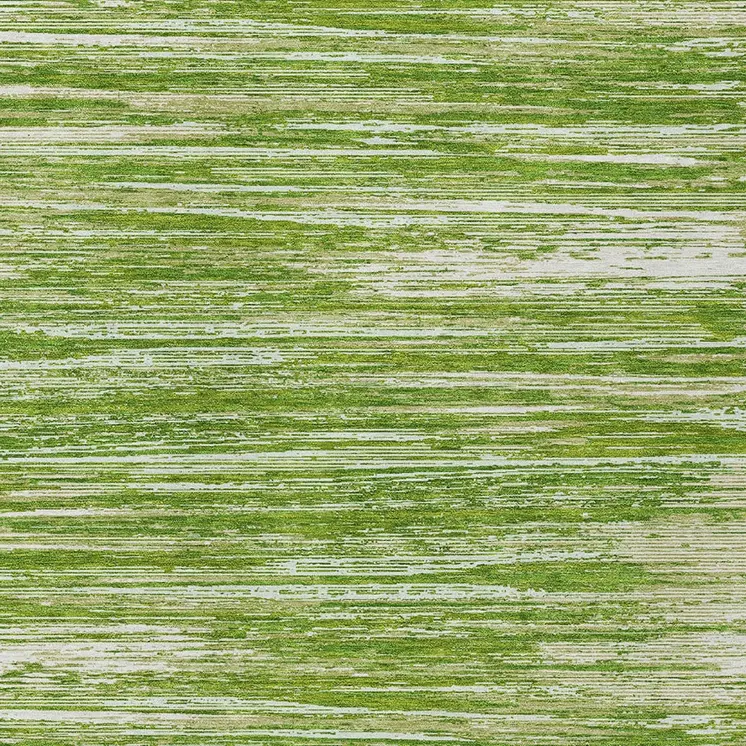 3' X 5' Green And Ivory Striped Washable Indoor Outdoor Area Rug