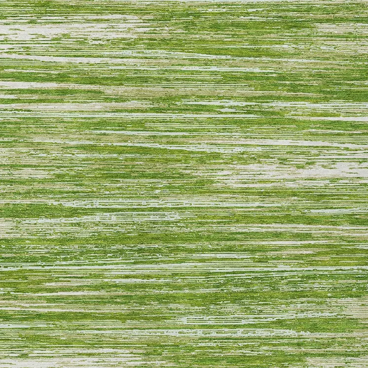 8' X 10' Green And Ivory Striped Washable Indoor Outdoor Area Rug