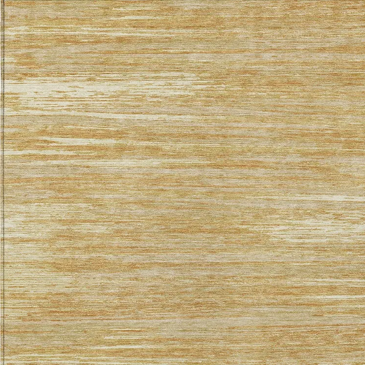 3' X 5' Gold Gray And Ivory Striped Washable Indoor Outdoor Area Rug