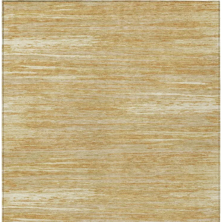 5' X 8' Gold Gray And Ivory Striped Washable Indoor Outdoor Area Rug