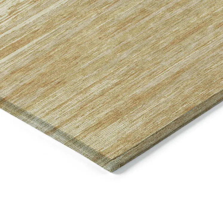 5' X 8' Gold Gray And Ivory Striped Washable Indoor Outdoor Area Rug