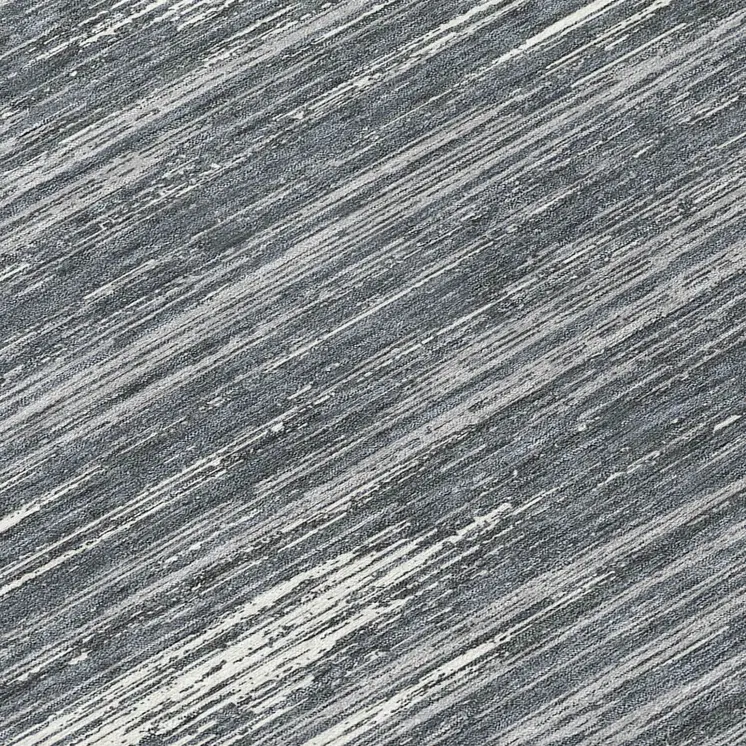 8' Gray And Ivory Round Striped Washable Indoor Outdoor Area Rug
