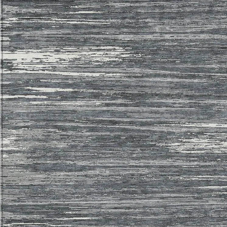 8' X 10' Gray And Ivory Striped Washable Indoor Outdoor Area Rug