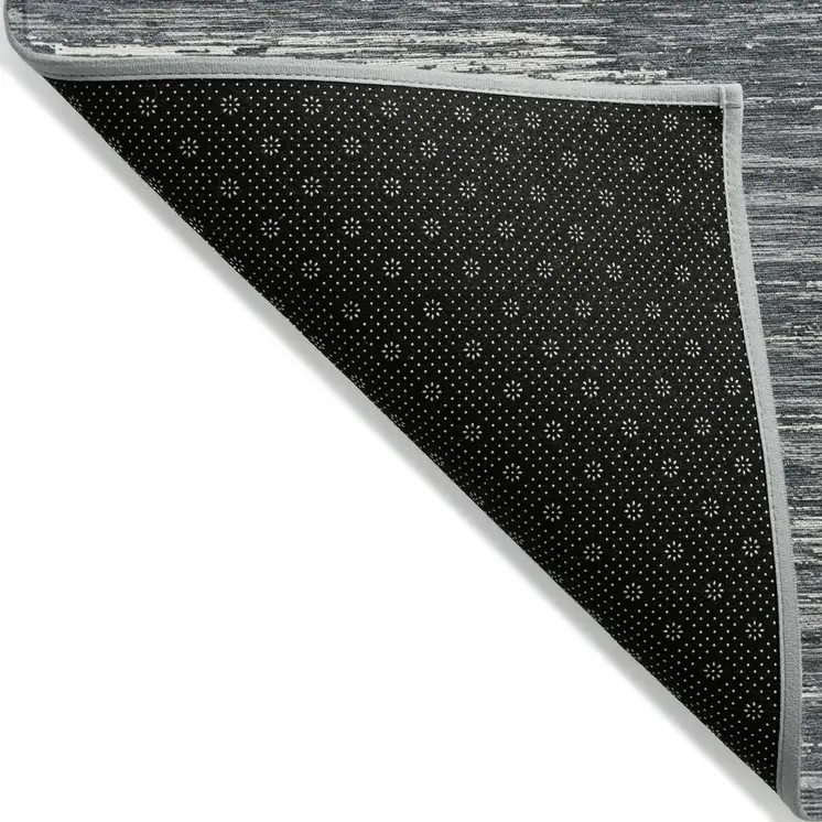 9' X 12' Gray And Ivory Striped Washable Indoor Outdoor Area Rug