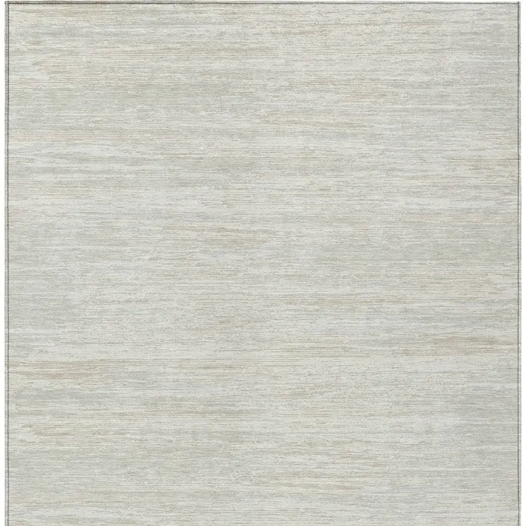 10' X 14' Ivory And Gray Striped Washable Indoor Outdoor Area Rug