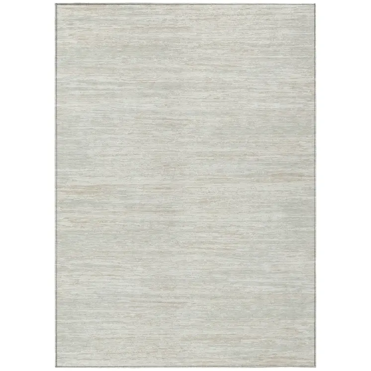 10' X 14' Ivory And Gray Striped Washable Indoor Outdoor Area Rug