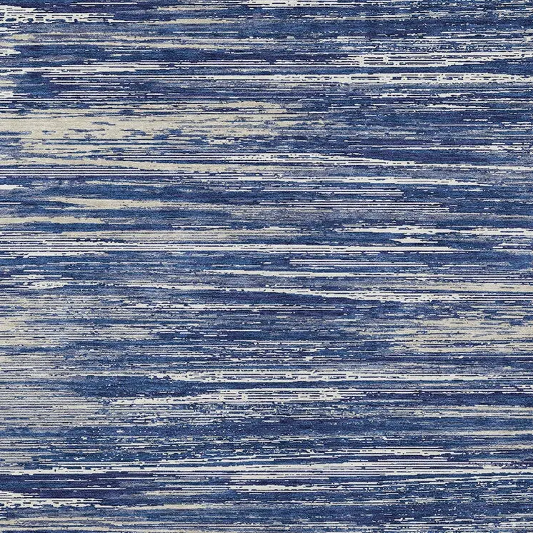 5' X 8' Navy Blue And Ivory Striped Washable Indoor Outdoor Area Rug