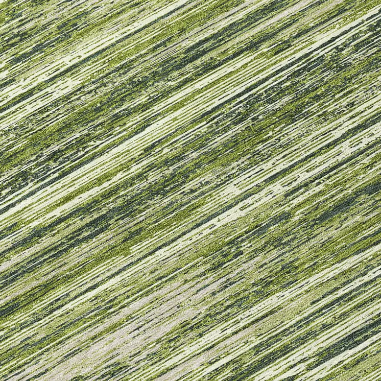 8' Olive Green And Ivory Round Striped Washable Indoor Outdoor Area Rug