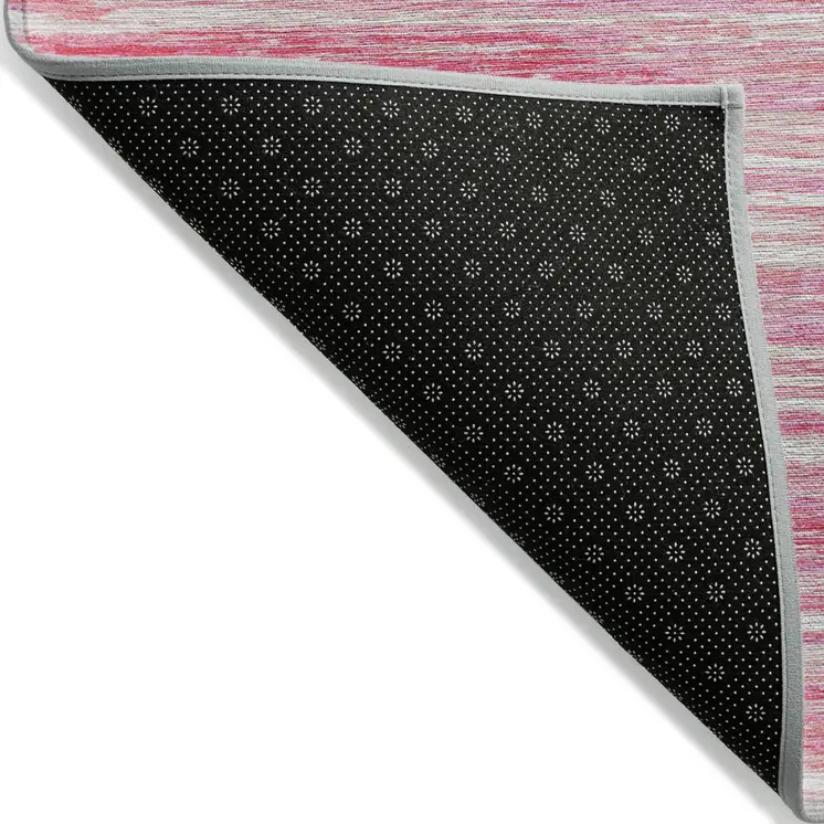 8' X 10' Pink And Ivory Striped Washable Indoor Outdoor Area Rug