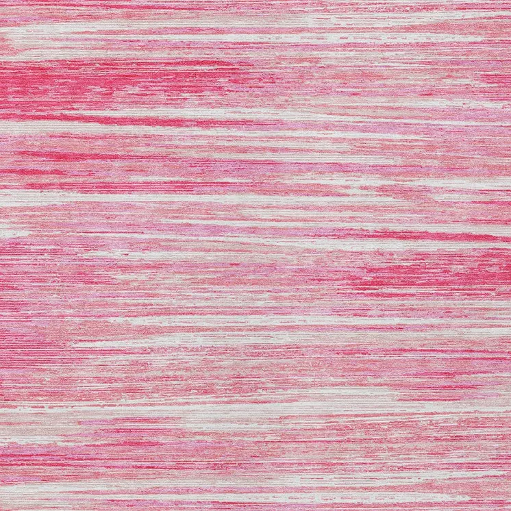 9' X 12' Pink And Ivory Striped Washable Indoor Outdoor Area Rug