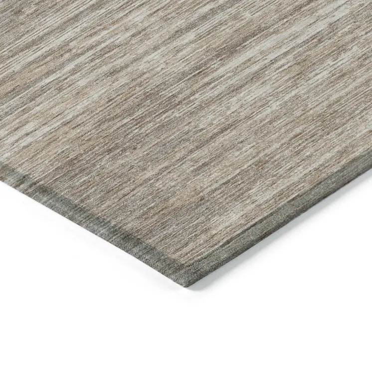 5' X 8' Taupe Gray And Ivory Striped Washable Indoor Outdoor Area Rug