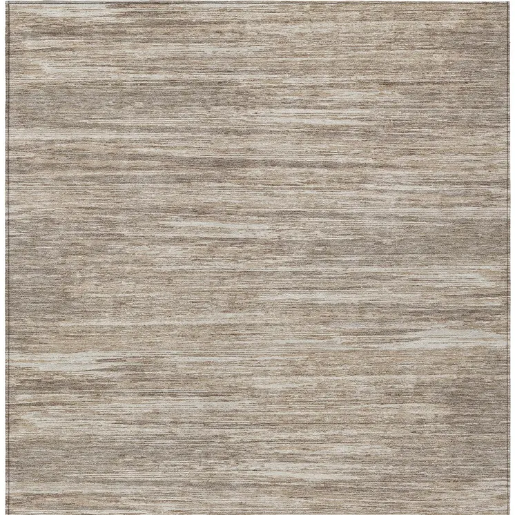8' X 10' Taupe Gray And Ivory Striped Washable Indoor Outdoor Area Rug
