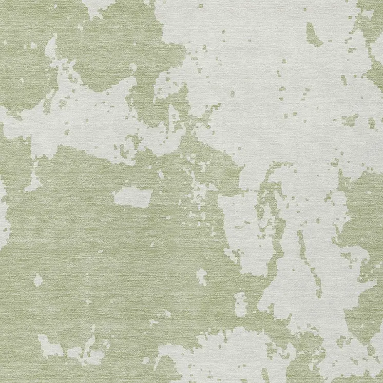 3' X 5' Artichoke Green And Ivory Abstract Washable Indoor Outdoor Area Rug