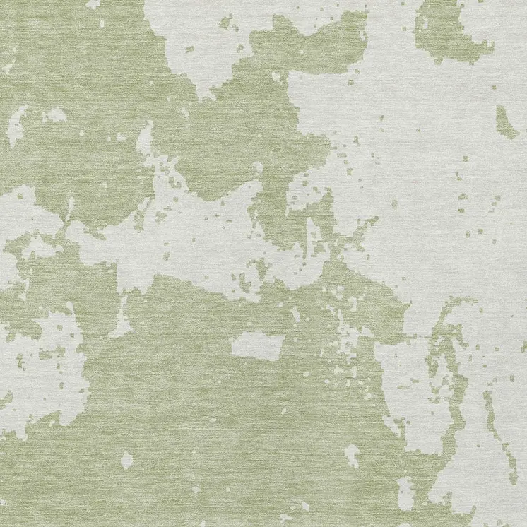 10' X 14' Artichoke Green And Ivory Abstract Washable Indoor Outdoor Area Rug
